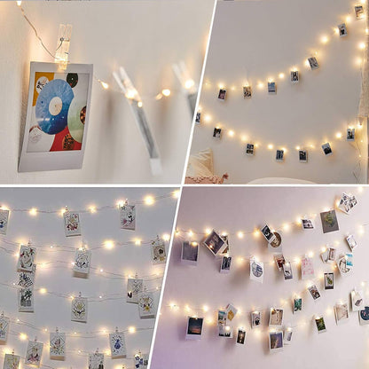 Photo Clip String Lights - 32.8Ft 100 LED Fairy Lights with 50 Clear Clips for Dorm & Wedding Décor
