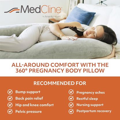 MedCline Pregnancy Pillow - Full Body Maternity Support for Side Sleeping | Comfortable Memory Foam & Removable Cover
