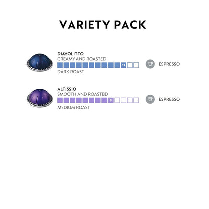 Nespresso Capsules Vertuo - Bold Espresso Variety Pack | Medium & Dark Roast, 40-Count Pods