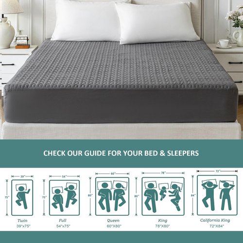 KLOVARIS Waterproof Mattress Protector Full Size, Mattress Pad Cover with Deep Pocket Fitted Up to 6"-15" Depth, Noiseless Soft Breathable Bed Mattress Cover Washable, Gray