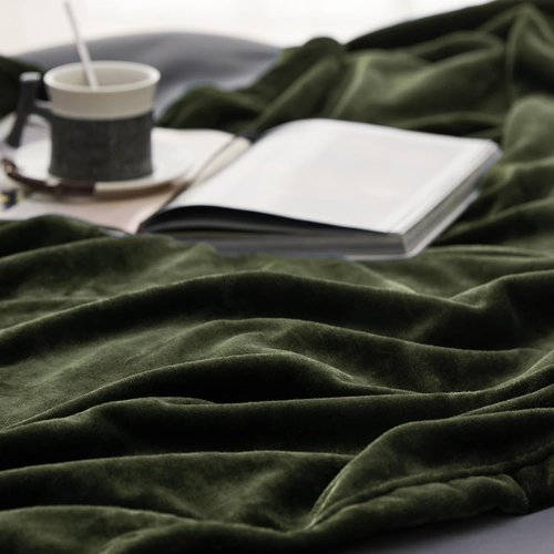 Bedsure GentleSoft Fleece Throw Blanket - XL Olive Green, 300GSM Lightweight Plush for Cozy Comfort, 50x70 Inches