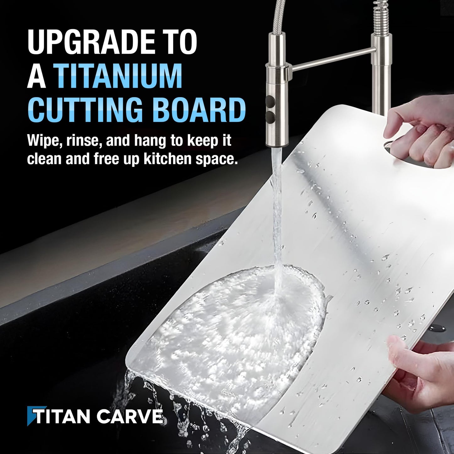 Titan Carve Titanium Cutting Board | Double-Sided Metal Titan Carve Cutting Board for Kitchen Chopping Board Dishwasher Safe, Rustproof & Durable for Meat & Vegetables | 13.4 x 9 Inches
