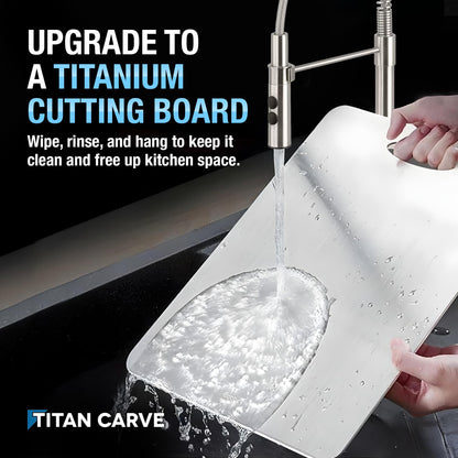 Titan Carve Titanium Cutting Board | Double-Sided Metal Titan Carve Cutting Board for Kitchen Chopping Board Dishwasher Safe, Rustproof & Durable for Meat & Vegetables | 13.4 x 9 Inches