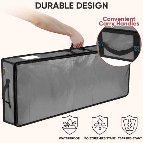 BALEINE Christmas Wrapping Paper Storage Bag - 40" Durable PE with Flexible Partitions & Pockets