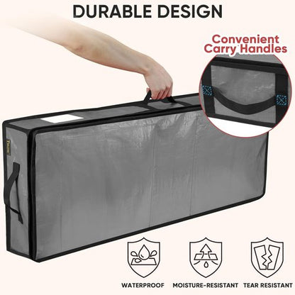 BALEINE Christmas Wrapping Paper Storage Bag - 40" Durable PE with Flexible Partitions & Pockets
