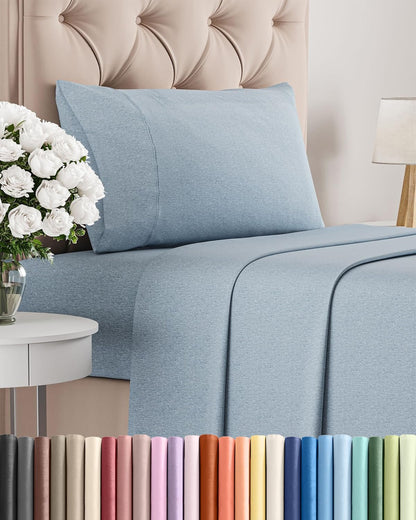 Skiennix Twin Size Sheet Set - Comfy Breathable Cooling Bedding - Luxury Soft Wrinkle-Free Blue