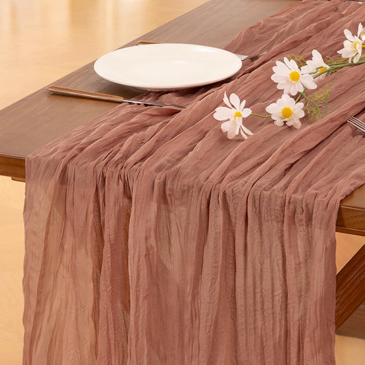 Socomi Cheesecloth Table Runner - 10pcs Dusty Rose Boho Rustic 120 Inch for Weddings & Events