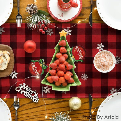 Artoid Mode Gnome Christmas Table Runner - 13x48 Inch, Red/Black