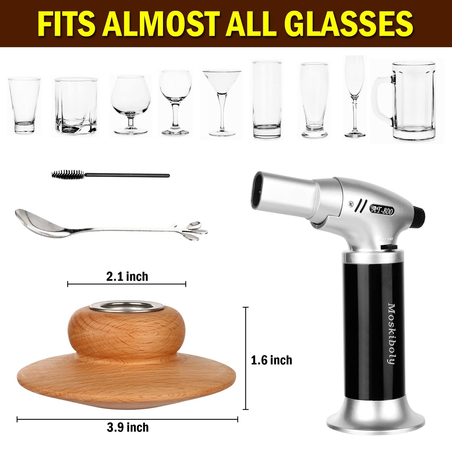 Whiskey Smoker Kit with Torch, Cocktail Smoker Kit, Old Fashioned/Bourbon/Smoker Infuser Kit with 6 Flavors of Wood Chips, Gift for Father and Loved