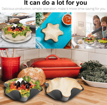 RUVINCE Taco Bowl Maker - Nonstick 4-Pack for Perfect Tortilla Bowls & Salad Shells