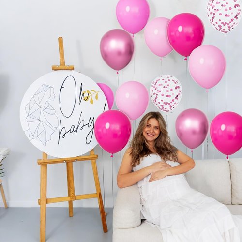 68Pcs Pink Balloons Kit - 12 Inch Metallic & Confetti Balloons | Perfect for Birthday, Wedding & Baby Shower Decor