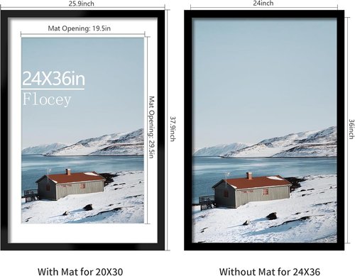 Black Poster Frame Set of 5 by [Brand Name] - Versatile 24x36 & 20x30 Wall Mounting Options