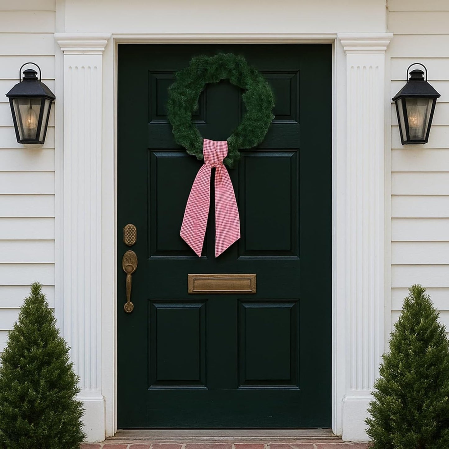 Red White Gingham Wreath Sash by [Brand Name] - 5.12" Wide x 54.33" for Christmas & Patriotic Decor