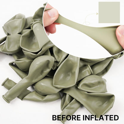 PartyWoo Sage Green Balloons - 50 Pack 12-Inch Boho Dusty Olive Latex Balloons for Events & Celebrations
