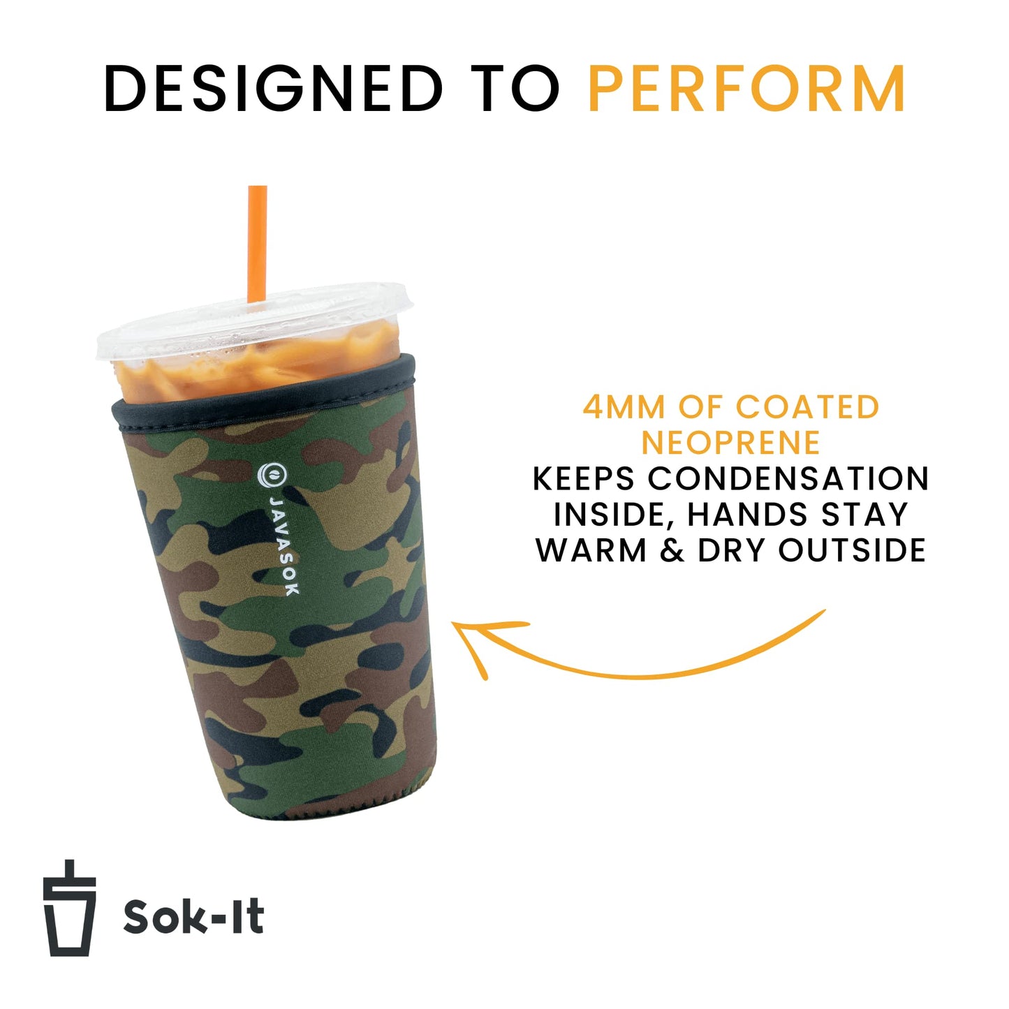 Sok It Java Sok Iced Coffee & Cold Soda Insulated Neoprene Cup Sleeve (Anthracite, XXLarge: 44-48oz)