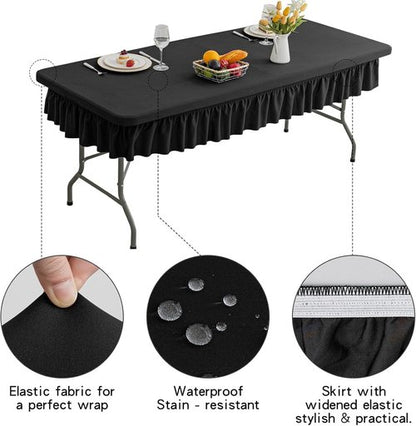 4ft Black Stretch Tablecloth by [Brand Name] - Waterproof, Wrinkle-Resistant Design for Events