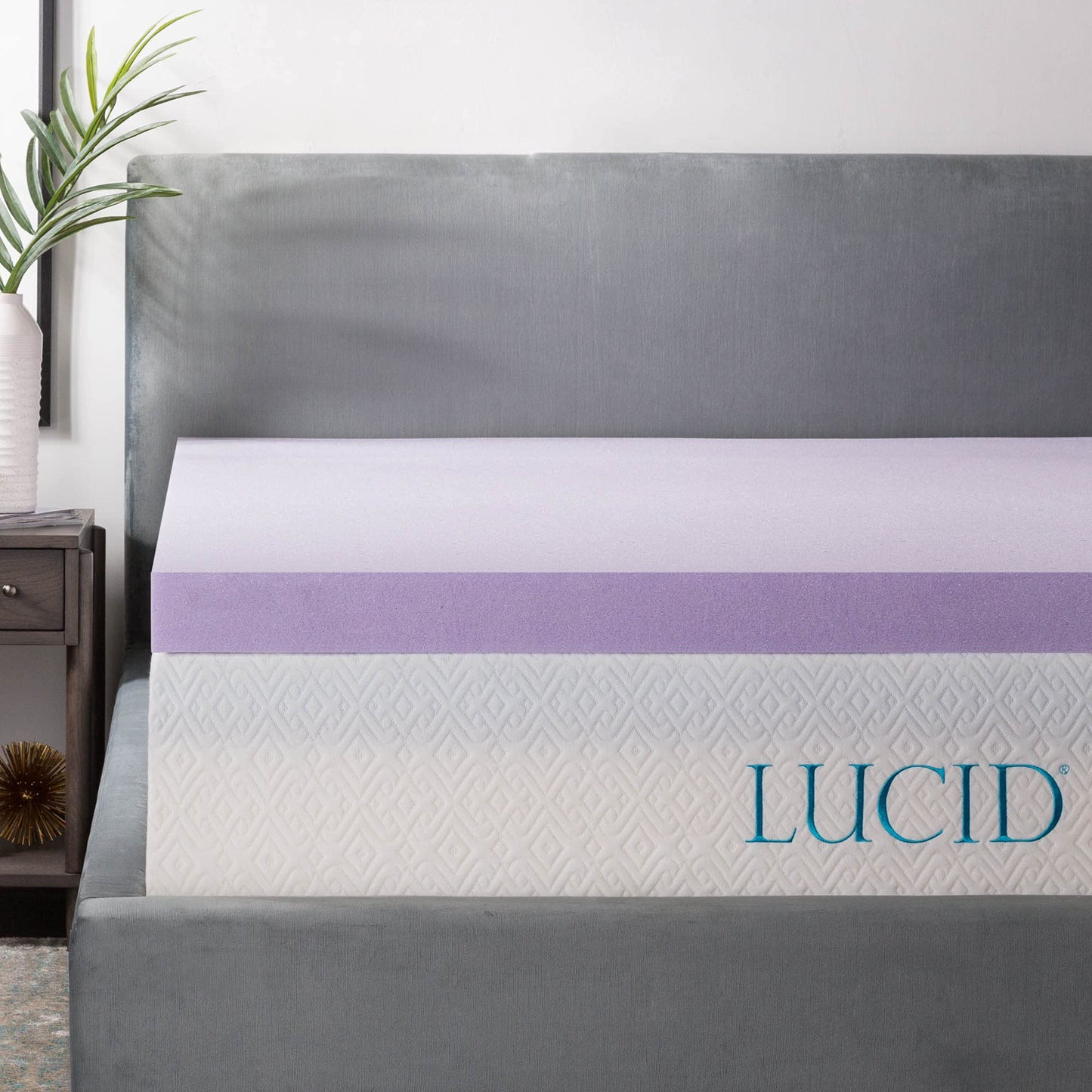 LUCID Lavender Infused Memory Foam Mattress Topper, Twin XL, 3 Inch, Ventilated Design - Lavender Topper