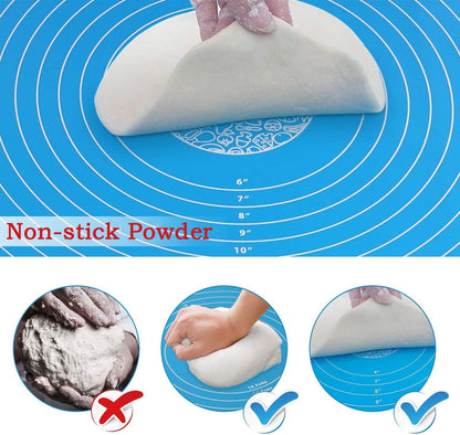 Skiennix Silicone Baking Mat - Non-Stick & Non-Slip Dough Rolling Sheet with Measurements | 19.7" x 15.7" - Blue
