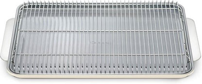Caraway Non-Stick Ceramic Baking Sheet & Cooling Rack | Non-Toxic, PTFE & PFOA Free - Large 18" x 13" - Cream