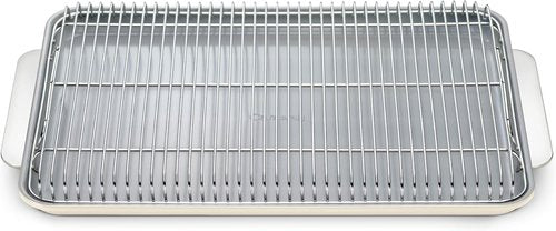 Caraway Non-Stick Ceramic Baking Sheet & Cooling Rack | Non-Toxic, PTFE & PFOA Free - Large 18" x 13" - Cream