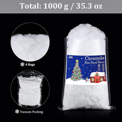 Ruisita Artificial Snow - 35.3 Ounces Fluffy Snow Fiber for Christmas Tree & Holiday Displays