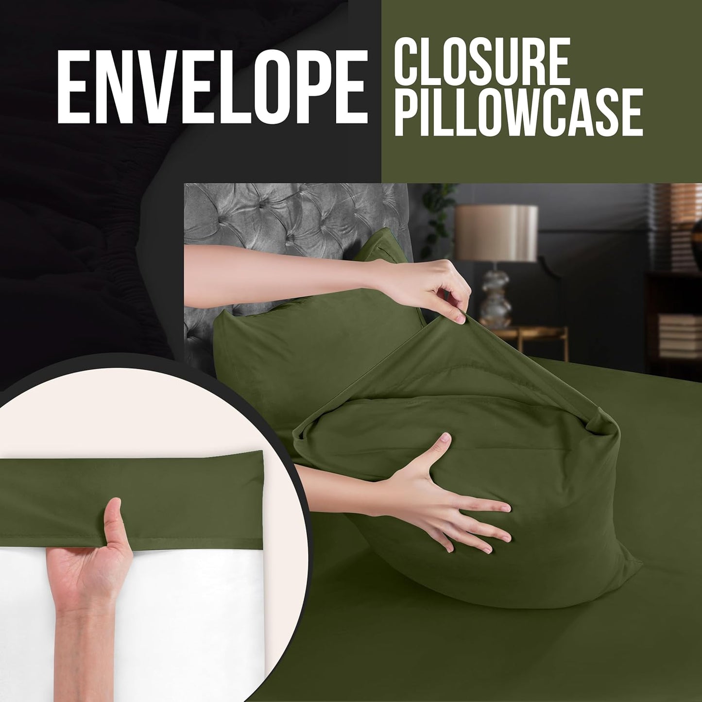 Utopia Bedding Queen Pillow Cases - Soft Brushed Microfiber - 4 Pack, Olive | 20 x 30 Inches