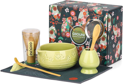 Skiennix Matcha Whisk Set - 8-Piece Ceramic Kit with Bowl, Chasen Holder, Scoop Rest & Sifter | Perfect Gift for Matcha Lovers