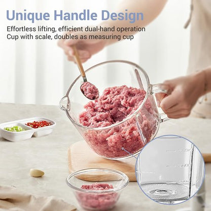 Bear Food Processor - Electric Chopper with 8 Cup Glass Bowl & 4 Bi-Level Stainless Steel Blades | 400W Motor for Meat & Baby Food