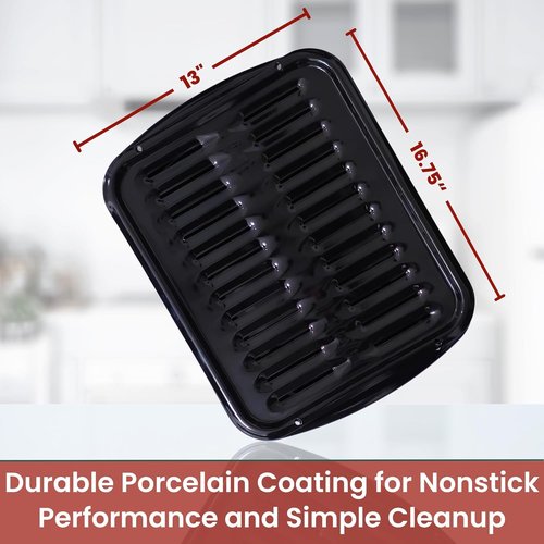 Broiler Pan for Oven by [Brand Name] - Nonstick Ceramic Coated 16.75” x 13” - Heavy Duty Heat Resistant Up to 550°F
