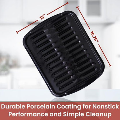 Broiler Pan for Oven by [Brand Name] - Nonstick Ceramic Coated 16.75” x 13” - Heavy Duty Heat Resistant Up to 550°F