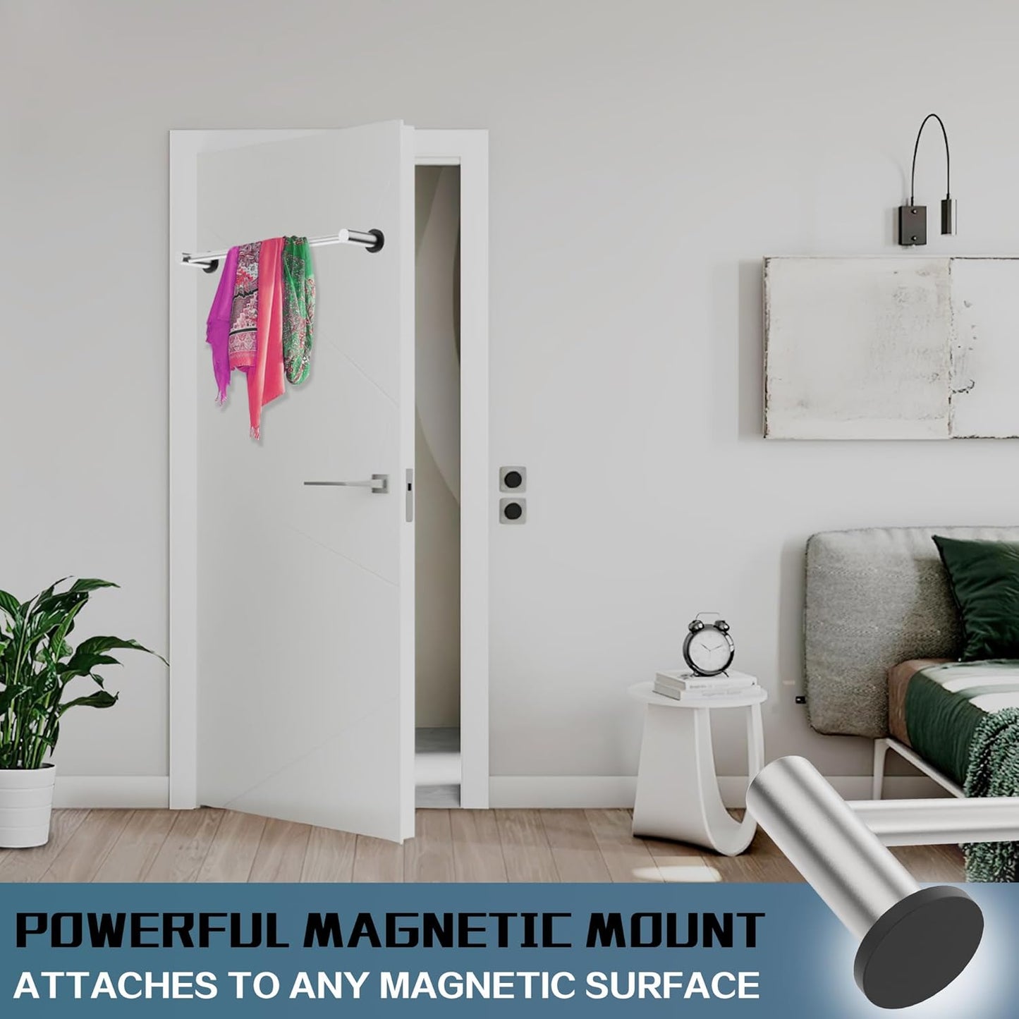 ULIBERMAGNET Magnetic Towel Holder - Adjustable Length Stainless Steel Rail for Kitchen & Laundry