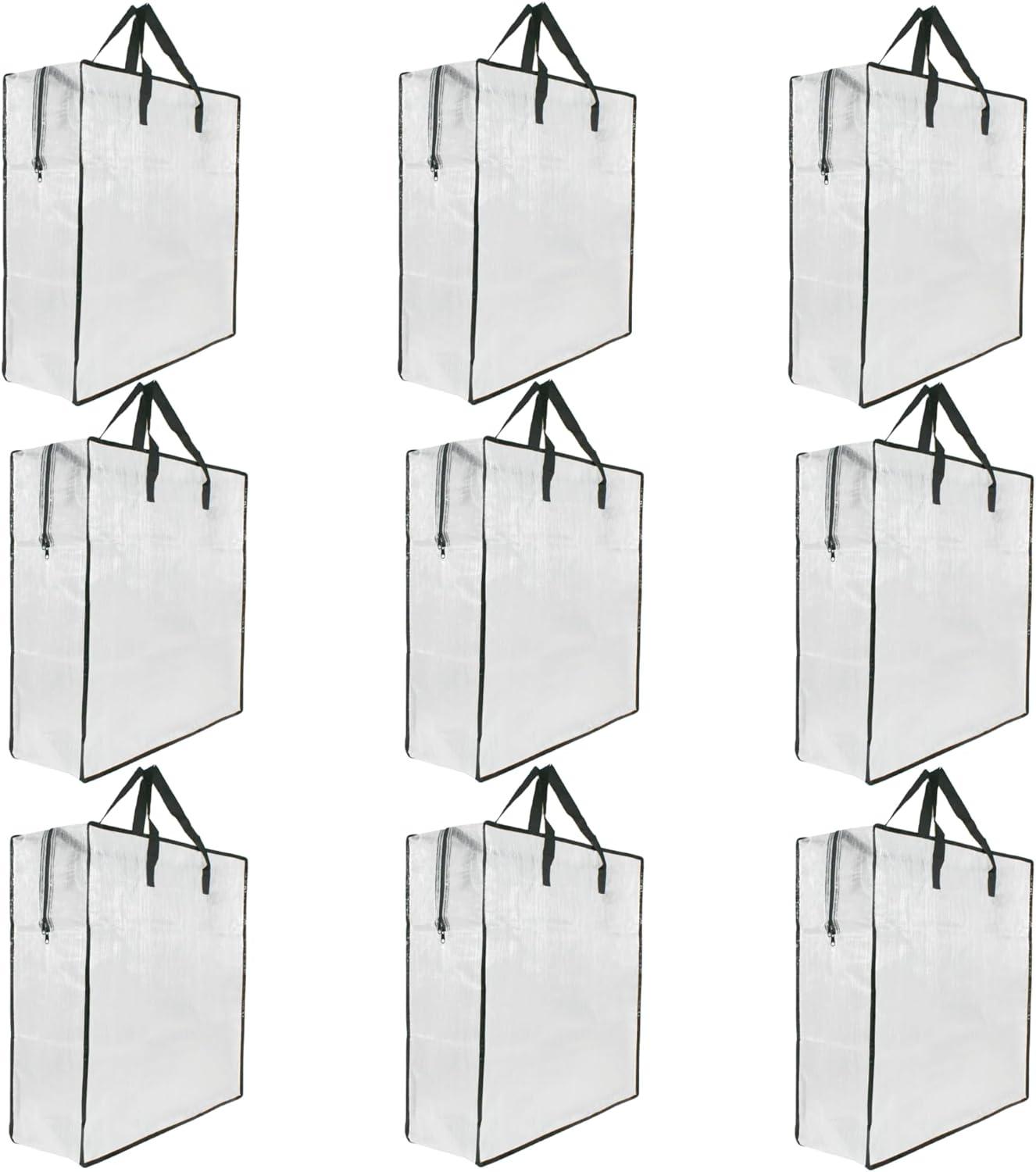 Skiennix 9-Pack Clear Storage Bags - Zipper & Handle Design for Easy Packing | Ideal for Blankets, Clothes, and Bedding