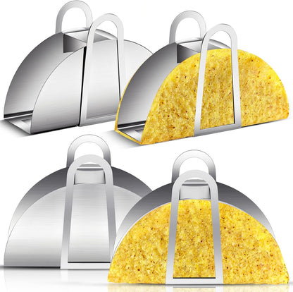 Skiennix 4-Pack Stainless Steel Taco Shell Molds - Durable Holders for Crispy Tortillas | Kitchen Cooking Tools