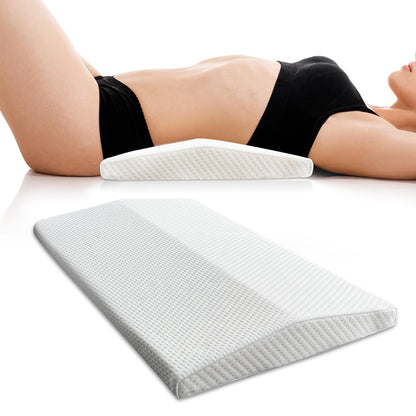 Eiury Lumbar Support Memory Foam Pillow - Suitable for side, back, and stomach sleepers, helping to alleviate lower back pain - Triangular Wedge Long Pillow White