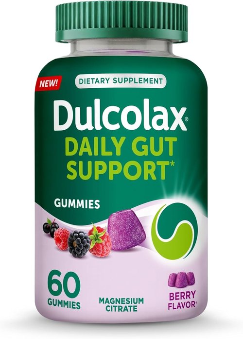 Dulcolax Daily Gut Support Gummies - Stimulant-Free Magnesium Formula, Berry Flavor, 60 Count