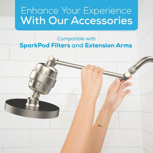 SparkPod Shower Head - High Pressure Rain - Premium Quality Luxury Design - Easy Clean Adjustable Replacement for Your Bathroom Shower Heads (Elegant Brushed Nickel, 6 Inch Round)