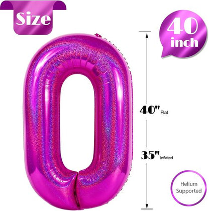 Laser Hot Pink Number Balloon - 40 Inch 0 Balloon for Birthday Celebrations | Party Supplies for Women
