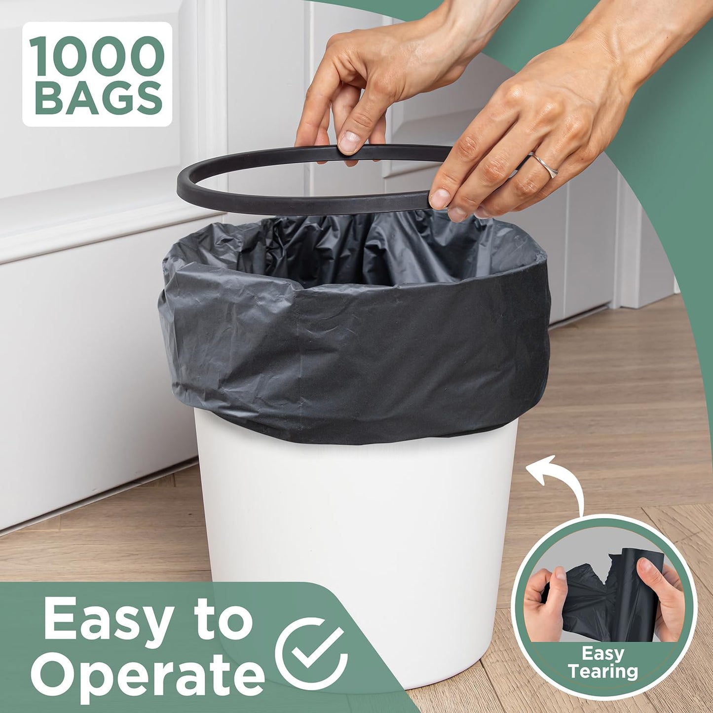 ToughBag 6-10 Gallon Trash Bags (1000 Count) – Small Black Garbage Bags for Home, Kitchen, Office & Bathroom, Multi-Use Bulk Can Liners