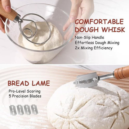 KOACKL Sourdough Bread Starter Kit - Banneton Proofing Basket for Perfectly Rising Dough | Round & Oval Options