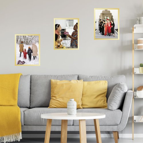 JCJMY 15x18 Picture Frame Gold for Photo and Poster, Horizontal and Vertical Formats for Wall Hanging, Wall Gallery Frame for 15 by 18 Photos