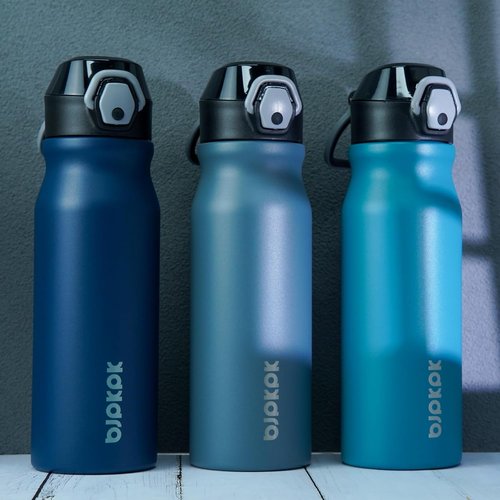 BJPKPK 25oz Insulated Water Bottle - Stainless Steel, BPA-Free, Leak-Proof, Dark Grey