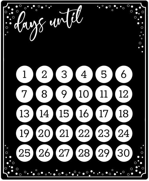 Event Countdown Board - 10" x 12" Black Dry Erase Calendar | Days Until Photo Prop Made in the USA