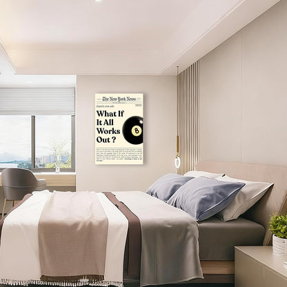 **What If It All Works Out | Black Canvas Wall Art - Inspirational Quotes & Positive Affirmations | 12x18 in**