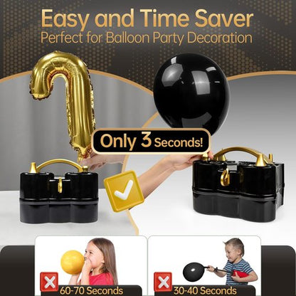 Bezente Electric Balloon Pump - 3-in-1 Portable Inflator for Latex & Foil Balloons | Black Gold Design