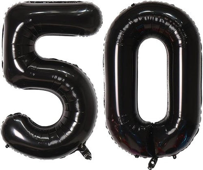 Black Number 50 Balloon - Self-Sealing 40-Inch Decoration for Birthday and Anniversary Parties