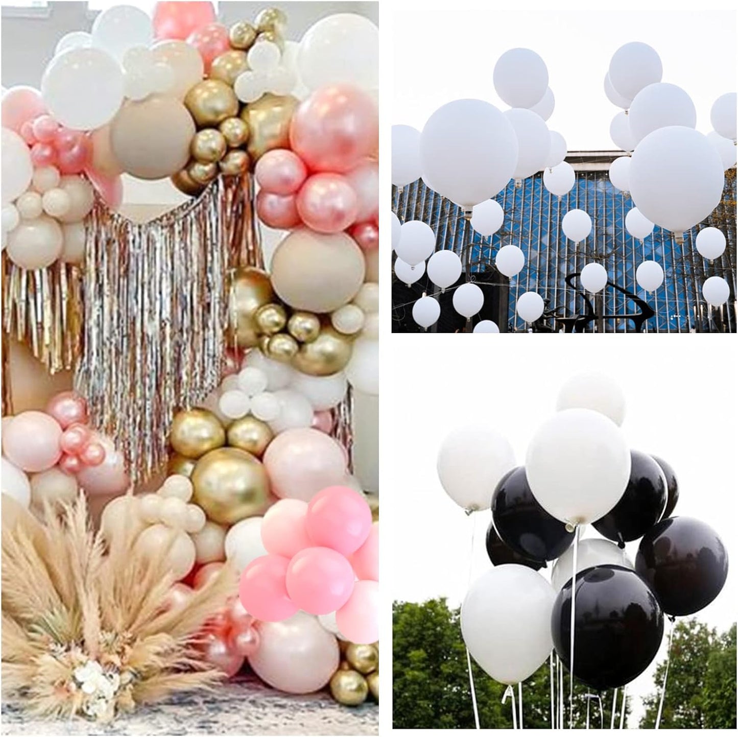 White Latex Balloons by [Brand Name] - 110pcs 12-Inch Perfect for Weddings & Bridal Showers | Includes 2 Ribbons