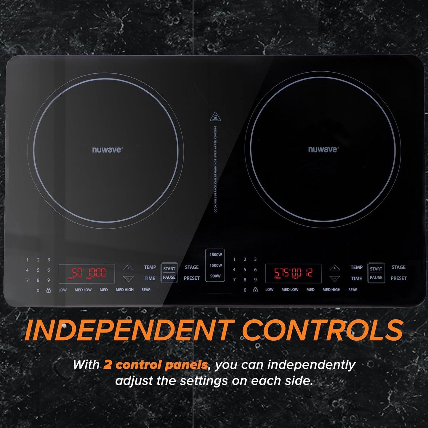 Nuwave Double Pro Cooktop - Portable Induction Burner with Dynamic Watt Technology | 900-1800W, 8” Coil
