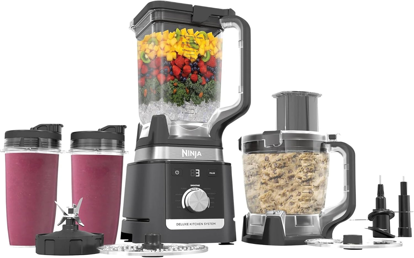 Ninja CO905KS Deluxe Kitchen System - 1600W Auto-IQ Base, 88oz Pitcher & 9-Cup Food Processor
