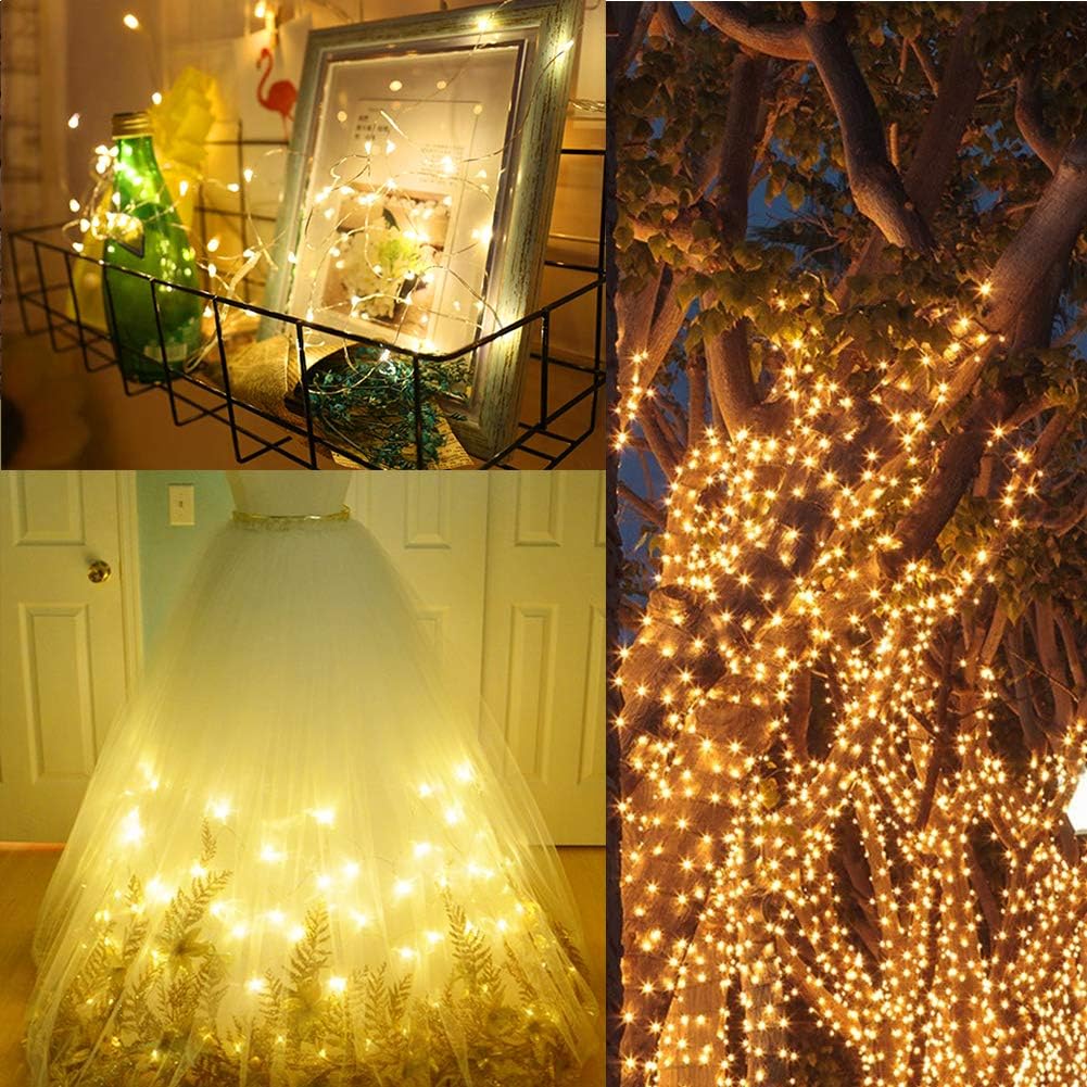 Twinkle Star Copper String Lights Fairy String Lights 8 Modes LED String Lights USB Powered with Remote Control for Christmas Tree Wedding Party Home Decoration (Warm White with Remote, 66ft)