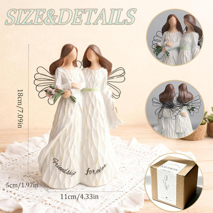Skiennix Friendship Angel Figurine - Emotional Support Resin Sculpture for Best Friends | Graduation Gift